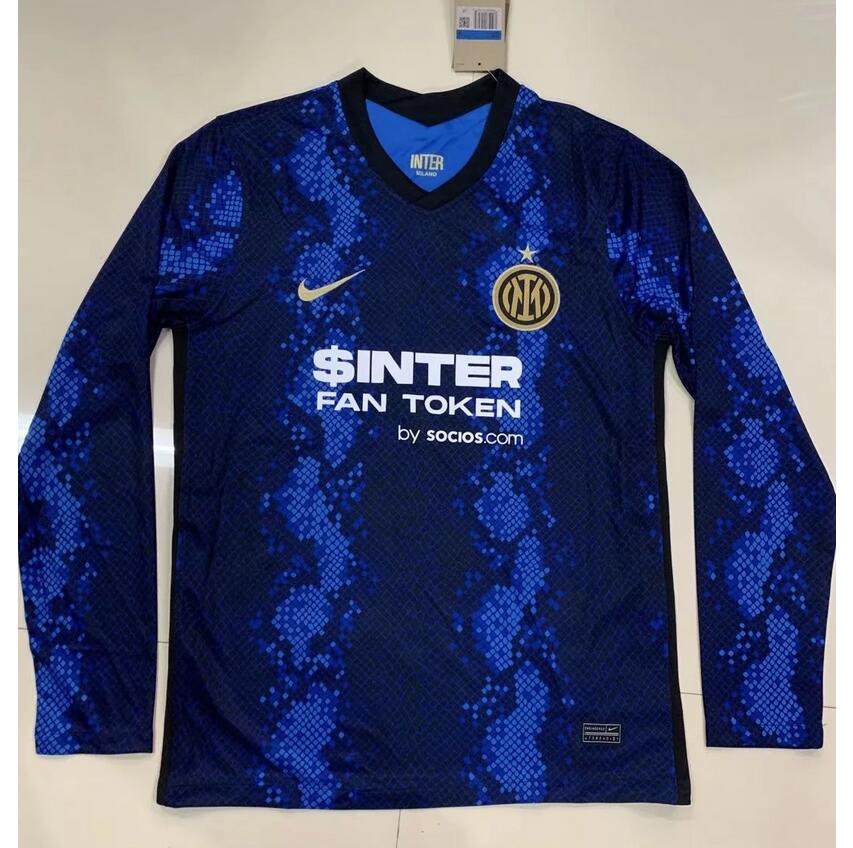 2021/22 Inter Milan Long Sleeve Home Kit Soccer Jersey